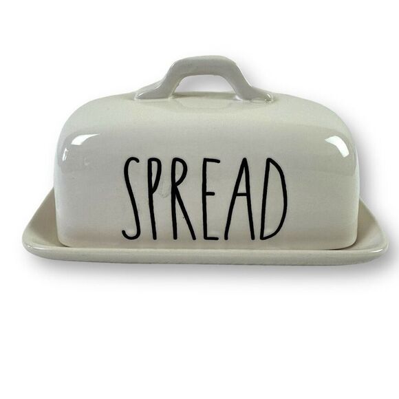 Rae Dunn Artisian Collection Spread Typography Butter Dish Shabby Chic Cottage - Picture 1 of 9
